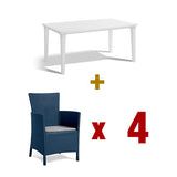 Futura Table White + Iowa Chair (4pcs) (Assembly For Chairs Only)