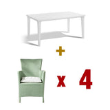 Futura Table White + Iowa Chair (4pcs) (Assembly For Chairs Only)