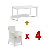 Futura Table White + Iowa Chair (4pcs) (Assembly For Chairs Only)