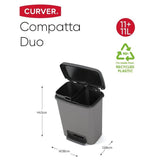 Compatta Recycling Pedal Bin 12L + 12L Grey