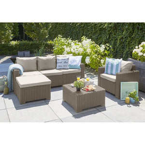 Moorea 5 Seat Garden Lounge Set Cappuccino + Free Delivery