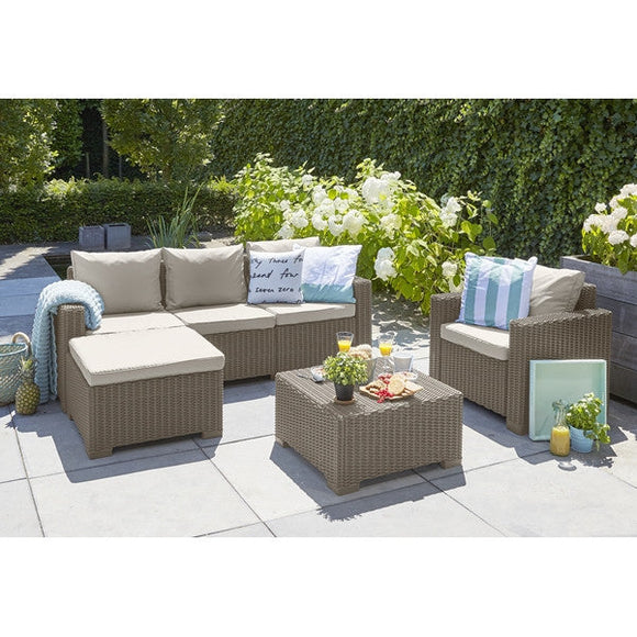 Moorea 5 Seat Garden Lounge Set Cappuccino + Free Delivery