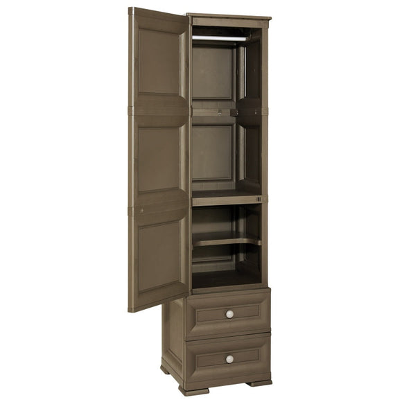 Slim Wardrobe with 3 Shelves + 2 Drawers