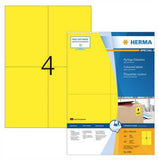 Coloured Labels A4, 105 x 148 mm, Yellow, Permanent Adhesion (4396)