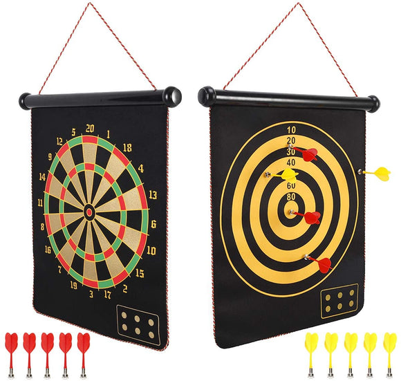 Mixi Magnetic Dart Board for Kids, Outdoor Toys Kids Games Double Sided Dart Board Games Set for Boys with 10 Darts, Best Toys Gifts for Teenage Boys Girls Age 5 6 7 8 9 10 11 12 13 14 15 16 Years