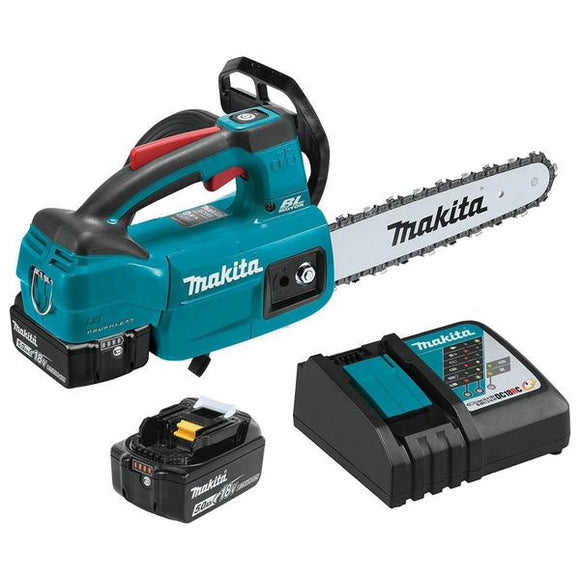 Makita XCU06T 18 Volt 10 Inch 5.0Ah LXT Brushless Top Handle Chain Saw Kit