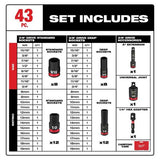 Milwaukee 49-66-7009 SHOCKWAVE 3/8′′ Impact Duty SAE/Metric Socket Set – 43 PC