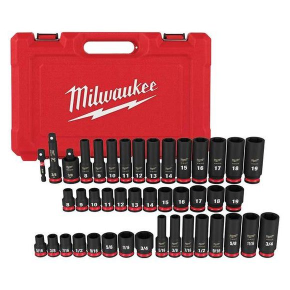 Milwaukee 49-66-7009 SHOCKWAVE 3/8′′ Impact Duty SAE/Metric Socket Set – 43 PC