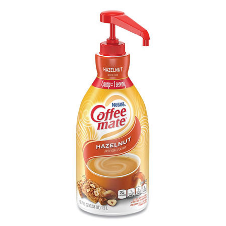 Nestle Coffee-mate Liquid Coffee Creamer with Pump, Hazelnut (1500 mL)