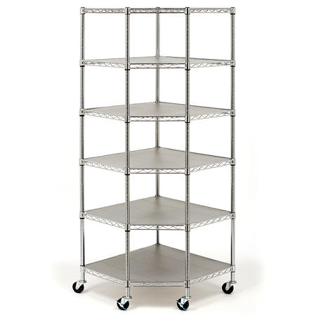 Seville Classics NSF-Certified Heavy-Duty Steel 6-Level Corner Shelf