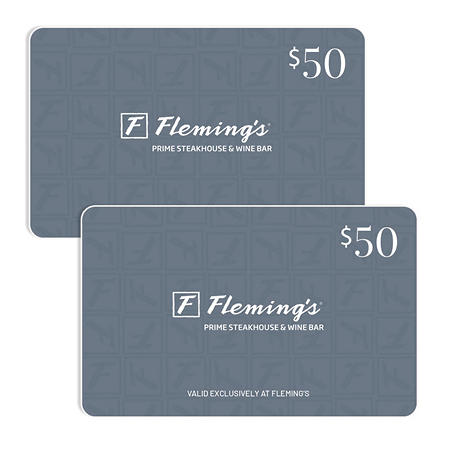 Fleming’s Prime Steakhouse $100 Value Gift Cards – 2 x $50