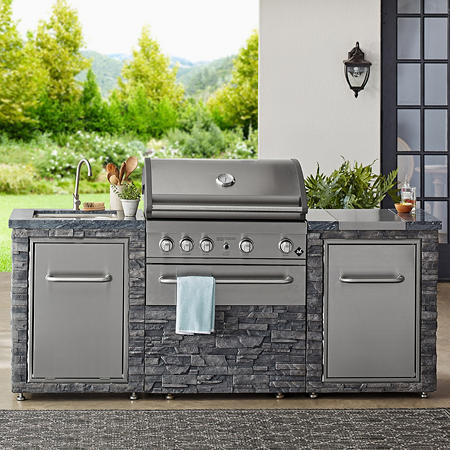 Member’s Mark SS304 Deluxe Stacked Stone 4 Burner Grill Island