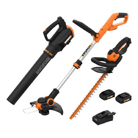 Worx 20V Power Share – 3PC Cordless Combo Kit (Blower, Trimmer, and Hedge Trimmer)