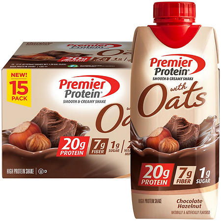 Premier Protein 20g Protein with Oats Shake, Chocolate Hazelnut (11 fl. oz., 15 pk.)