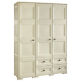 Wide Wardrobe with 4 Drawers and 6 Shelves Beige