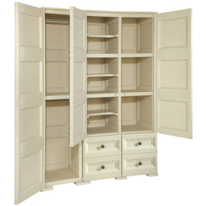 Wide Wardrobe with 4 Drawers and 6 Shelves Beige