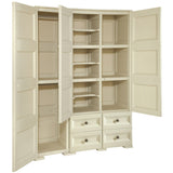 Wide Wardrobe with 4 Drawers and 6 Shelves Beige