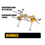 DEWALT 33 lbs. Heavy Duty Rolling Table Saw Stand with Quick-Connect Stand Brackets with 200lbs. Capacity