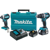 Makita 18-Volt LXT Lithium-Ion Brushless Cordless Hammer Drill and Impact Driver Combo Kit (2-Tool) w/ (2) 4Ah Batteries, Bag