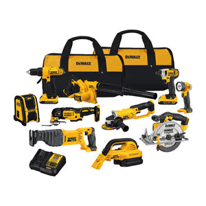 DEWALT 20-Volt Max Cordless Combo Kit (10-Tool) with (2) 20-Volt 2.0Ah Batteries, Charger & Bag