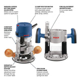 Bosch 12 Amp 2-1/4 HP Variable Speed Plunge and Fixed Base Corded Router Kit with Bonus 15 Amp Corded Benchtop Router Table