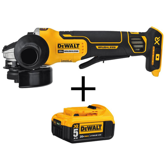 DEWALT 20-Volt MAX XR Cordless Brushless 4-1/2 in. Paddle Switch Small Angle Grinder with (1) 20-Volt 5.0Ah Battery