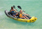 Explorer K2 Kayak, 2-Person Inflatable Kayak Set with Aluminum Oars and High Output Air Pump