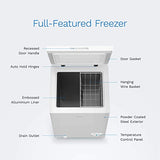 3.5 Cubic Feet Chest Freezer – Top Door Deep Freezer with Manual Defrost and Easy Access Defrost Drain – Home and Office Food Storage with Removable Shelf Basket and Adjustable Thermostat