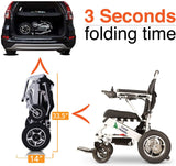 Culver Mobility Electric Power Wheelchair Scooter Fold Lightweight Folding Safe Electric Wheelchair Motorized FDA Approved Aviation Travel (Free Wheelchair RAMP Gift) (Silver-17.5 inc)