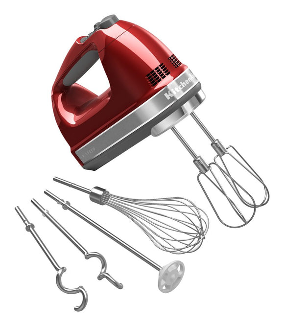 KitchenAid KHM926CA 9-Speed Digital Hand Mixer with Turbo Beater II Accessories and Pro Whisk – Candy Apple Red