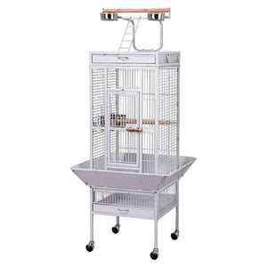 Yaheetech Wrought Iron Bird Cage with Large Play Top – Cage Size:18 x 18 x 35 inch White