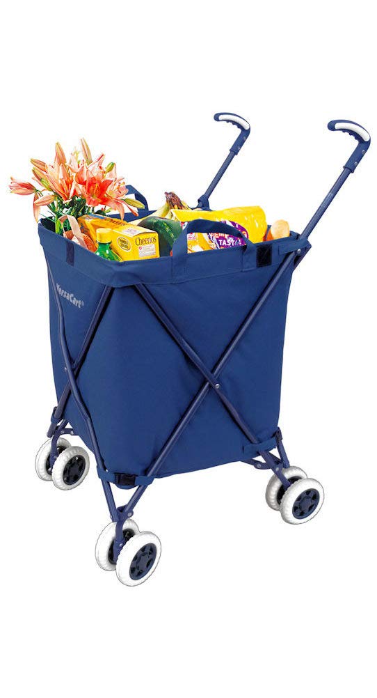 Folding Shopping Cart – VersaCart Transit Utility Cart – Transport Up to 120 Pounds (Water-Resistant Heavy Duty Canvas), Navy Blue