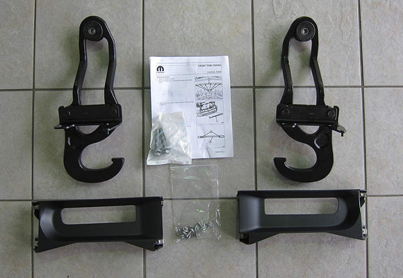 Mopar Dodge Ram 1500 Front Tow Hooks & Steel Bumper Bezels OEM