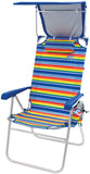 Beach Hi-Boy 17" Extended Seat Height Folding Beach Chair with Sun Shade Canopy Cover