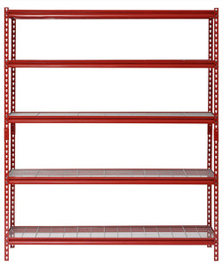 Muscle Rack UR601872WD5-R 5-Shelf Steel Shelving Unit, 60 Width x 72 Height x 18 Length, Red