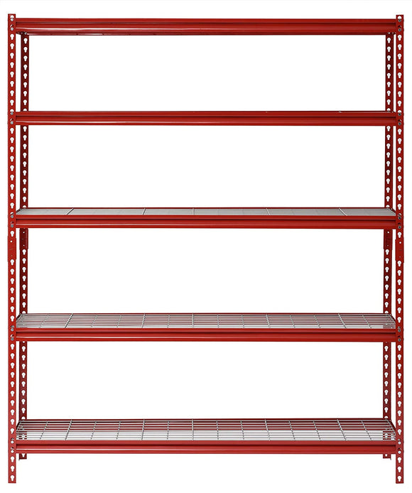 Muscle Rack UR601872WD5-R 5-Shelf Steel Shelving Unit, 60 Width x 72 Height x 18 Length, Red