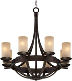 Sperry Industrial Bronze Chandelier 28" Wide Rustic Farmhouse Cylinder Scavo Glass 8-Light Fixture for Dining Room House Foyer Kitchen Island Entryway Bedroom Living Room – Franklin Iron Works