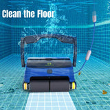 QOMOTOP Robotic Pool Cleaner, Automatic Wall-Climbing Swimming Pool Cleaners Vacuum, with 4 Powerful Scrubbing Brushes for Waterline and 2 Large Filter Baskets, Ideal for Above/In- ground Swimming