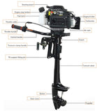 Outboard Motor Boat Engine, zorvo Outboard Motor 4 Stroke 3.6 HP 55CC Inflatable Fishing Boat Engine with Air Cooling System