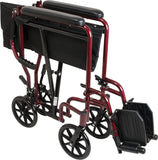 Aluminum Transport Wheelchair – 19” Wheel Chair Transport Chair – Burgundy