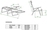 Padded 3 in 1 Lay Flat Aluminum Beach Chair Lounger Recliner with Drink Holder, Side Tray