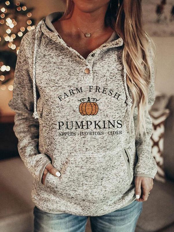 Print Halloween Long Sleeves Hoodie