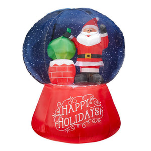 Airblown 5.5 ft. Projection Inflatable Snow flurry-Snow Globe Santa On The Rooftop Scene