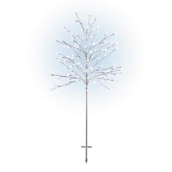 Alpine Corporation 58 in. Tall Frosty Christmas Snowflake Tree with Cool White LED Lights