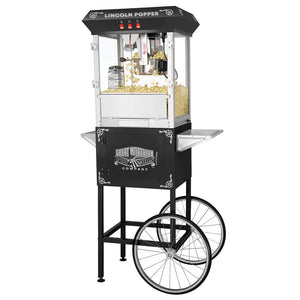 Great Northern Lincoln 8 oz. Antique Black Popcorn Machine with Cart