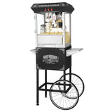 Great Northern Lincoln 8 oz. Antique Black Popcorn Machine with Cart