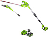 Greenworks 8 Inch 40V Cordless Pole Saw with Hedge Trimmer Attachment 2.0Ah Battery and Charger Included PSPH40B210