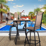 3 PCS Patio Swivel Bar Set Outdoor Furniture Bar Height Bistro Set, 2 Bar Stools and 1 Table