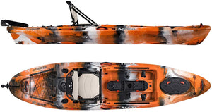 Kayaks Sea Ghost 110 11 Foot Angler Sit On Top Fishing Kayak with Adjustable Hero Comfort Seat & Transducer Port + Rod Holders + Storage + Rudder System Included