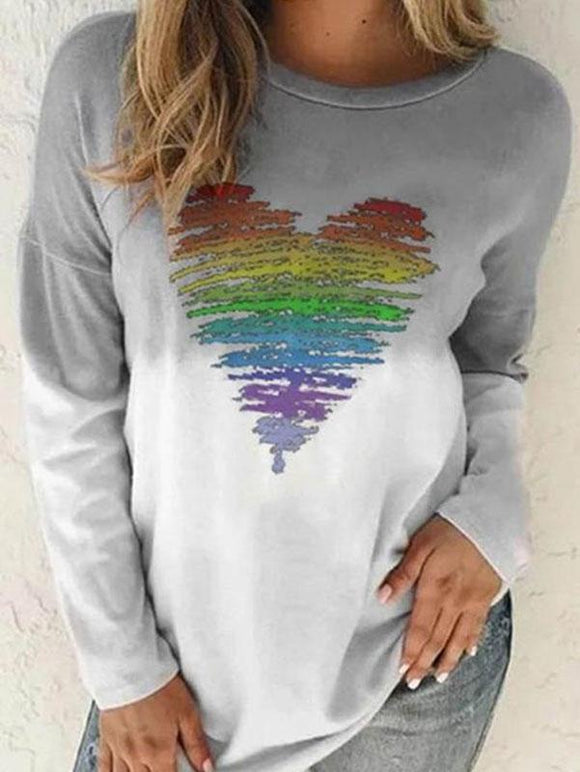 Printed crew neck long sleeve sweatshirt